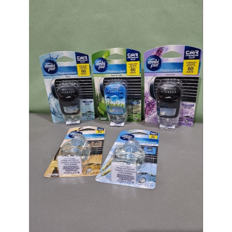 AMBIPUR AMBI PUR pengharum parfum pewangi mobil REFILL 7.5ml aqua / pasific air / vanilla bouquet / 