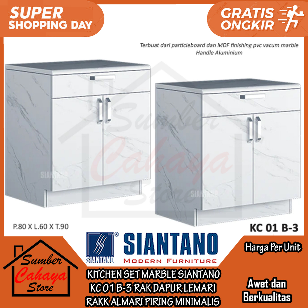 [Kargo] KITCHEN SET SIANTANO KC 01 B-3 MARBLE MARMER MINIMALIS RACK CABINET RAK DAPUR KABINET RAKK N