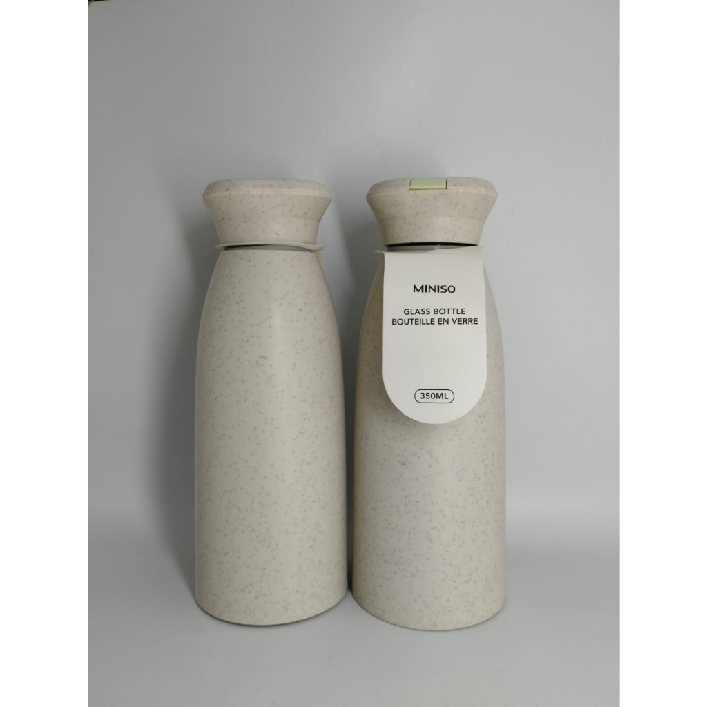 Miniso Official botol kaca 350ml botol air minum portable BEIGE