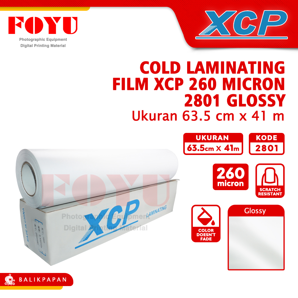 

Plastik Laminating Cold Dingin XCP Roll 260 mic 63.5cmx41m Glossy 2801