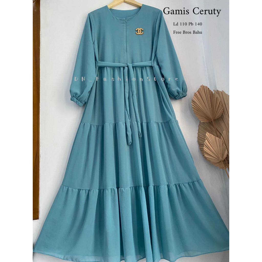 Murah Gamis/Dress Ceruty Babydoll Polos Free Bros Bahu Best Seller