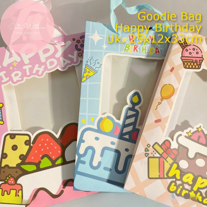 

Paper Bag Kado Motif Happy Birthday Ukuran Besar - CD-765 - 25x12x33 cm - goodie bag sovenir ulang tahun anak murah aesthetic jumbo mewah