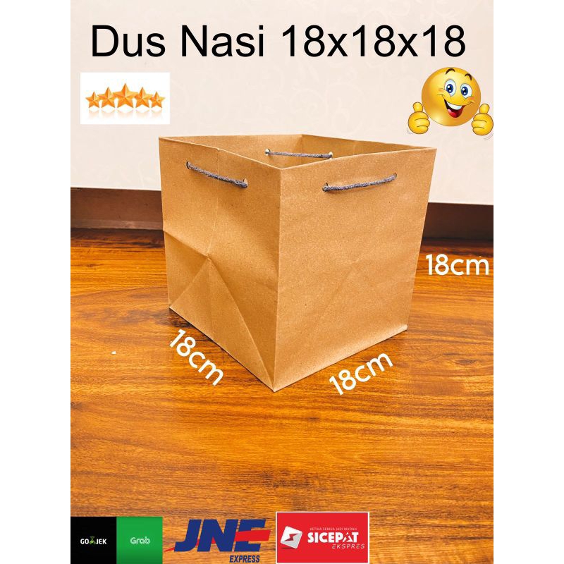 

paper bag Dus Nasi 18x18x18 / paperbag Dus Nasi bento / tas kertas Dus nasi