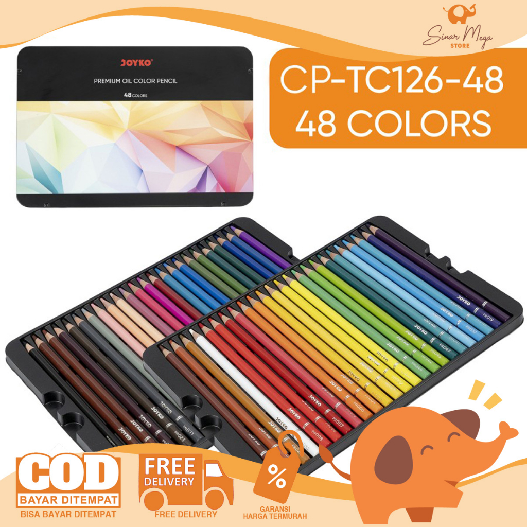 

Joyko Premium Color Pencil CP-TC126-48 / Premium Oil Color Pencil / Pensil Warna Minyak Joyko 48 Warna