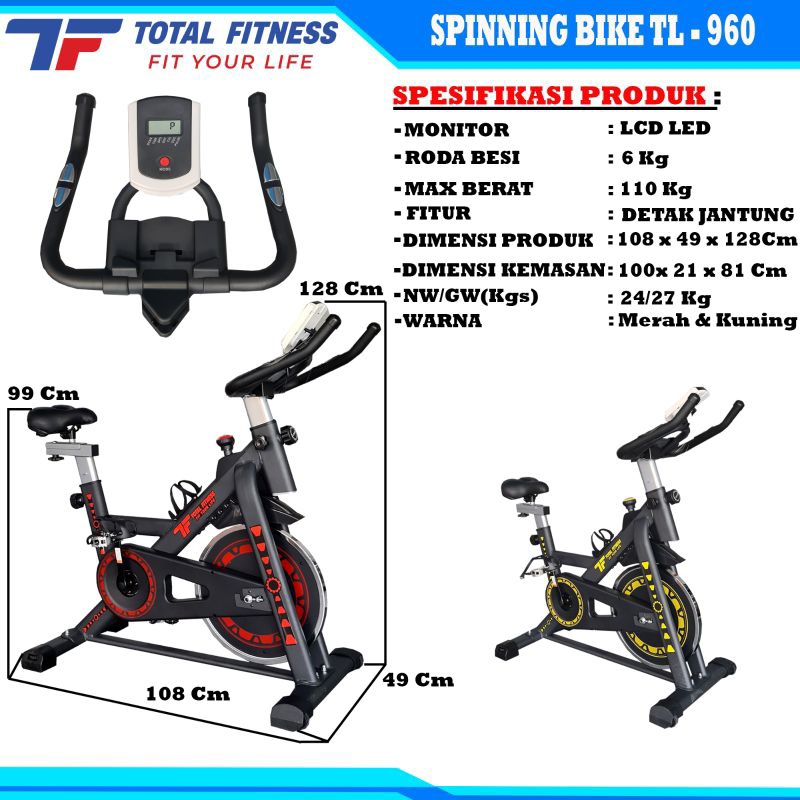 Sepeda Statis Spinning Bike TL 960 Total Fitnes