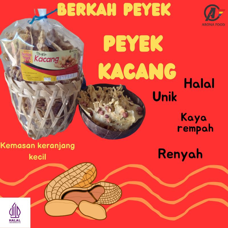 

ARONA FOOD PEYEK KACANG TANAH KEMASAN KERANJANG KECIL 250g PALING RENYAH CEMILAN ENAK