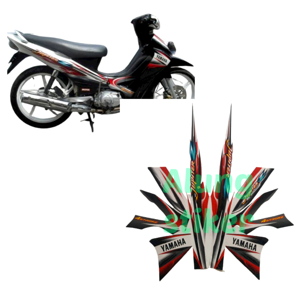 STIKER STRIPING LIS LES BODY MOTOR YAMAHA JUPITER Z TAHUN 2005 WARNA PUTIH-HITAM 1SET STANDAR