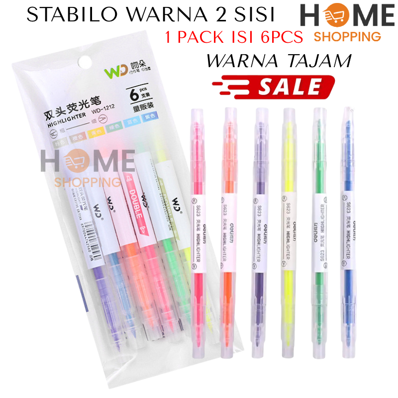 

[HS] STABILO WARNA WARNI 2 SISI 2 ARAH / STABILO SET / HIGHLIGHTER PEN / STABILO SET 1 PACK ISI 6 PCS / STABILO 2 ARAH 6 WARNA