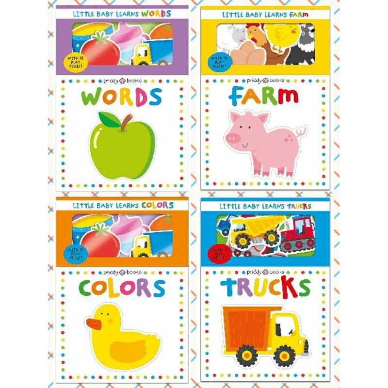 LITTLE BABY LEARNS WORDS, COLOURS, TRUCKS, AND FARM with 12 shaped play pieces - Priddy Books