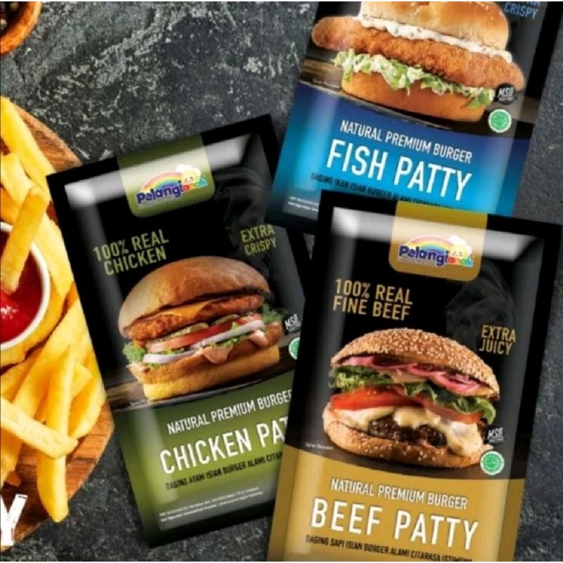 

Burger Sehat Non MSG Fish Square/ Chicken Crispy/ Beef Patty Pelangi Anak Frozen Food Bogor Healthy Food alami tanpa pengawet mpasi natural