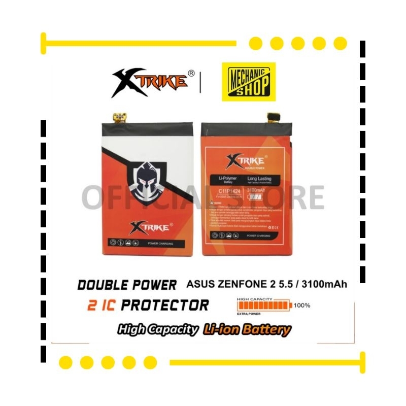 BATERAI XTRIKE ASUS ZENFONE 2 5,5" Z00AD ZE551ML / Z008D ZE550ML (C11P1424) DOUBLE POWER