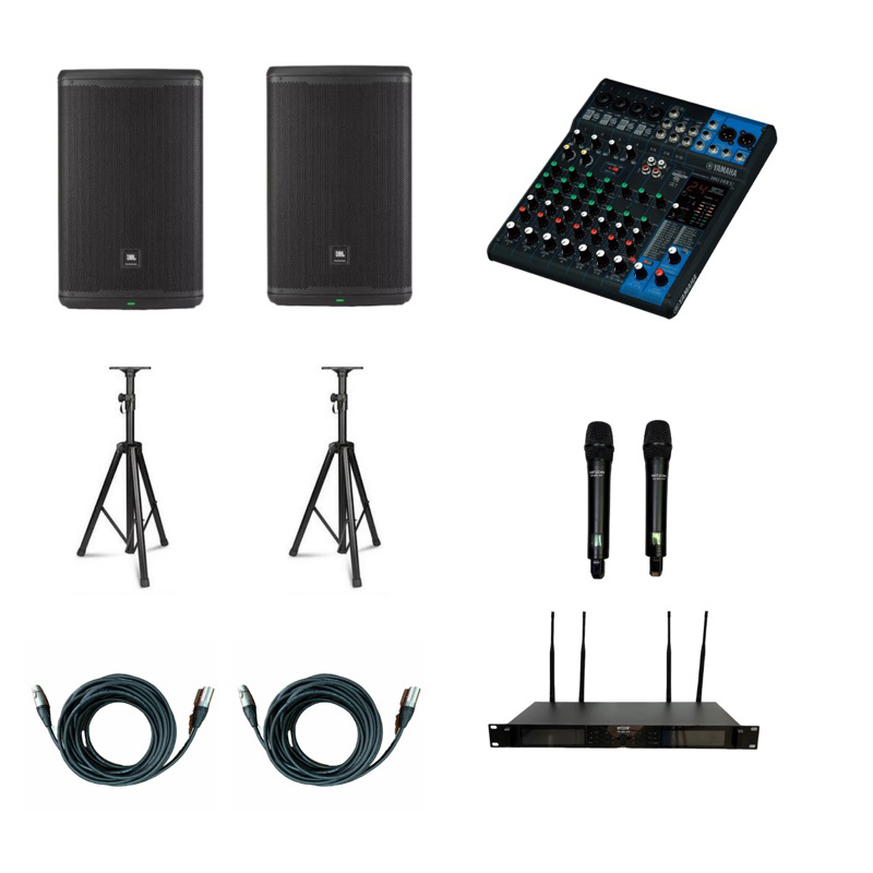 paket sound jbl eon 710 mixer yamaha mg 10 xu original . paket sound jbl yamaha original