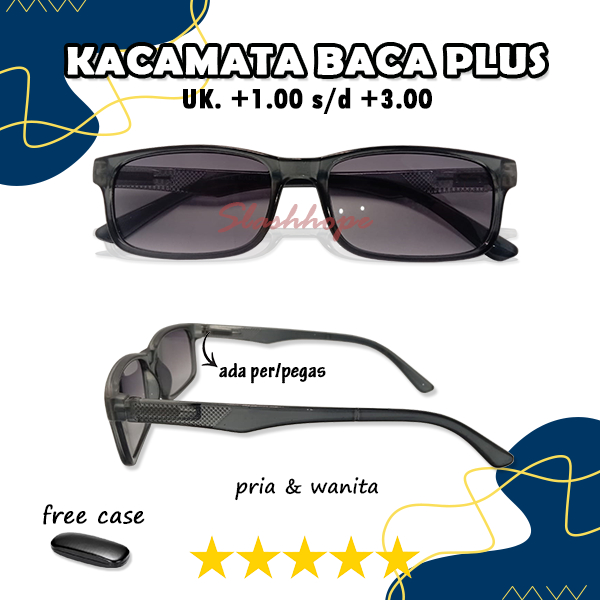 GRATISS BOX - Kacamata Baca Lensa Plus (+) Ukuran ( +100 s.d +3.00 ) Gagang PER Pria Wanita Lensa Ge