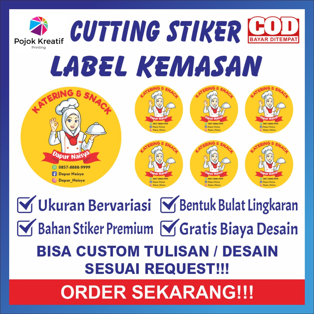 

Cetak Cutting Stiker Label Kemasan Makanan Minuman Kue A02 Pink Merah Bontak Vinyl Ukuran 3 4 5 6 7 cm Dapat Banyak Bisa COD Custom Request Gratis Desain Pojok Kreatif