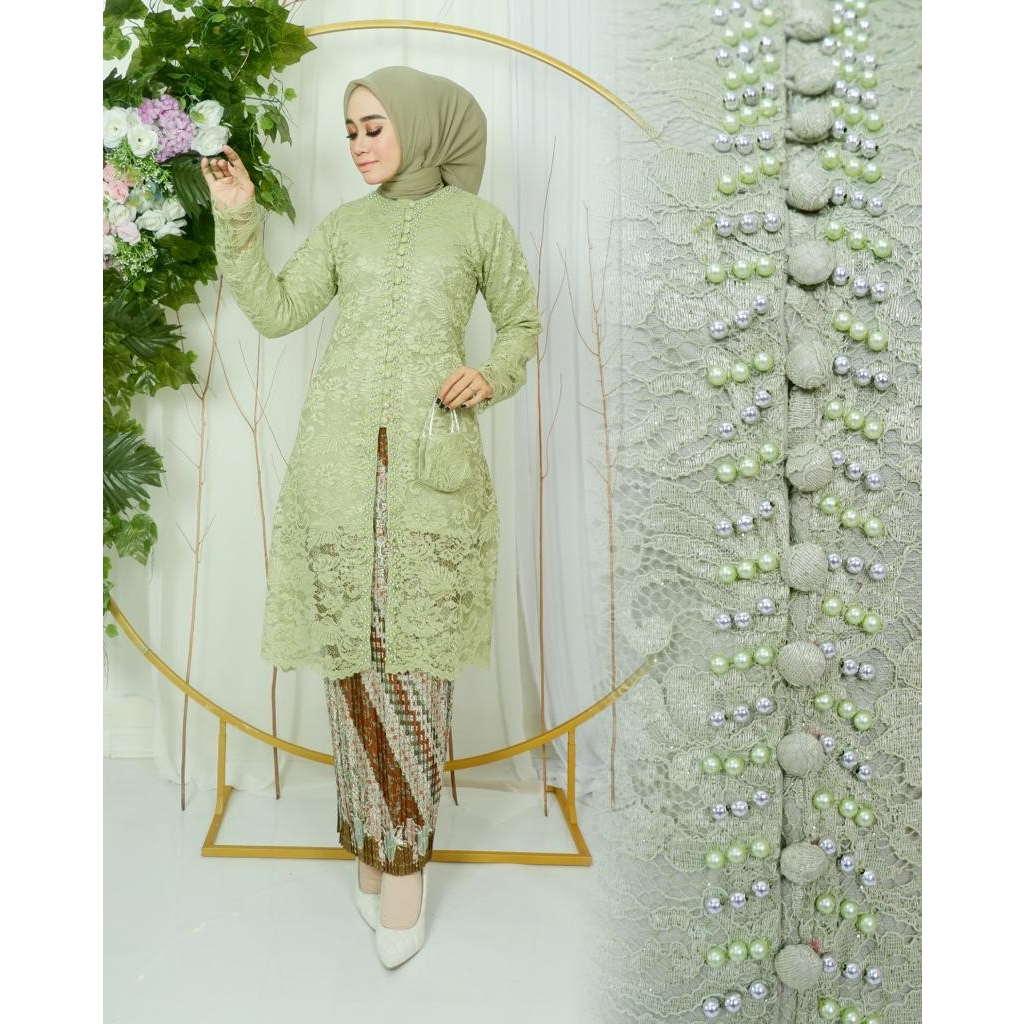 Ready Tunik Kancing Seribu Payet//Kebaya Brukat Kancing//Baju Kebaya Modern//Kebaya Termurah/Seragam