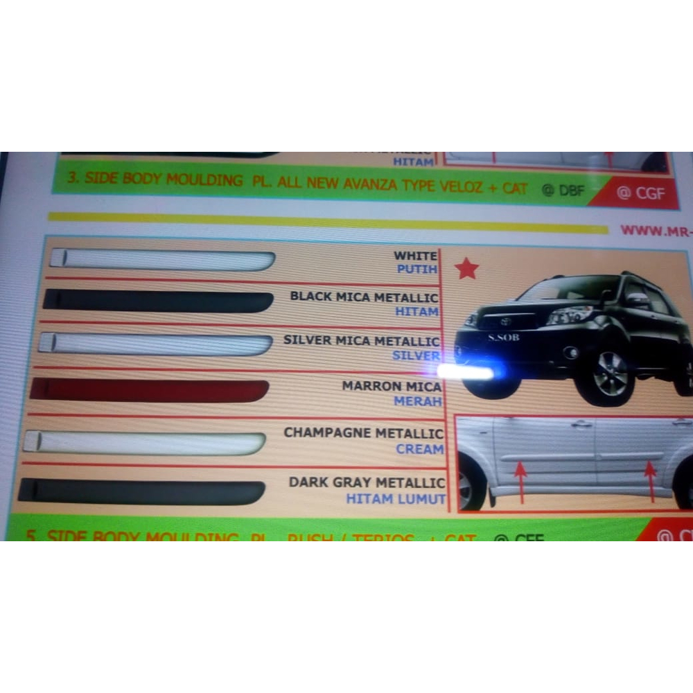 TERIOS / RUSH SIDE BODY MOLDING WARNA BODY - LIST BODY MOBIL TOYOTA RUSH WARNA BODY - List Body Rush