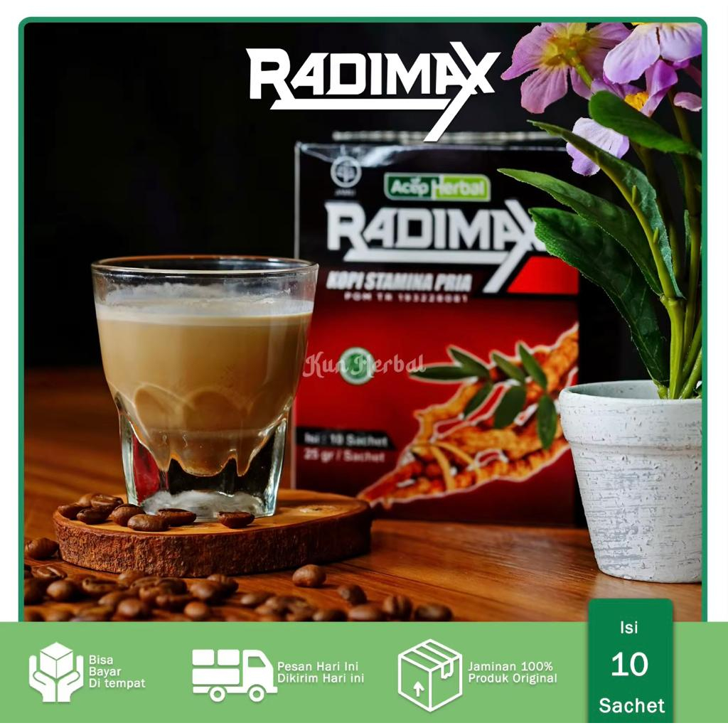 

Radimax Kopi Stamina Pria Kuat Tahan Lama Atasi Lemah Syahwat Ejakulasi Dini 1 Box Isi Sachet BPOM Halal Bisa Cod