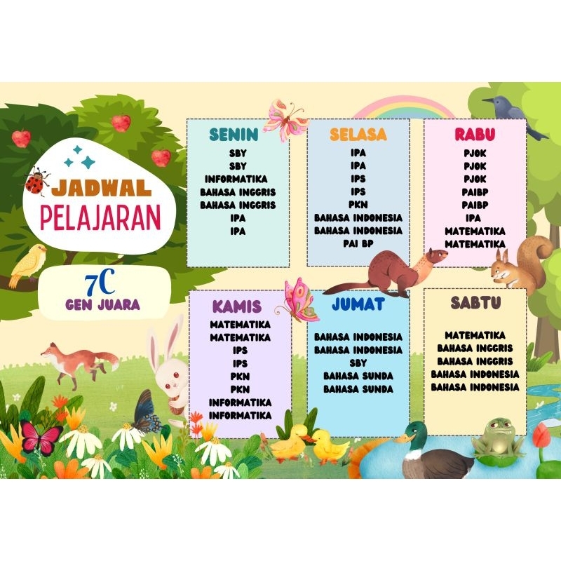 Desain Jadwal Pelajaran, Jadwal Piket, Peraturan Kelas, Denah Kelas, Struktur Kelas