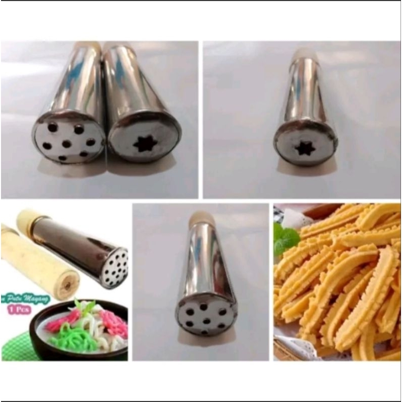 Cetakan Kue Akar Kelapa Stainless Kayu Dorong Murah Anti Karat Cetakan akar kelapa