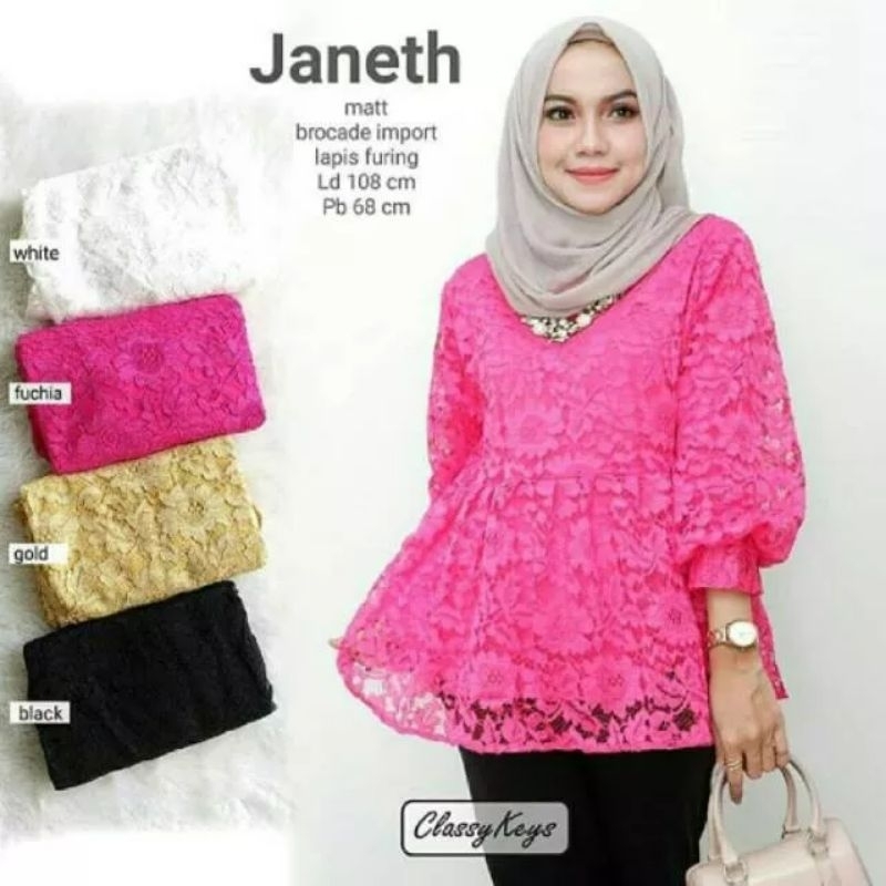 JANETH KEBAYA BRUKAT ATASAN WANITA BLOUSE SUPER JUMBO by RAYHANUN  sampai ld 130 140 150 160 170 180