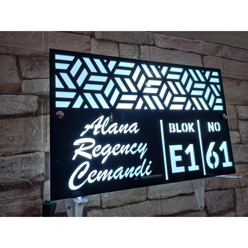Nomor Rumah LED Neon Box Akrilik Papan Nama Akrilik LED Neonbox Papan Nama Akrilik