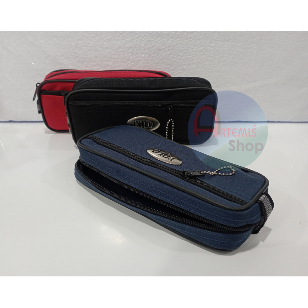 

Tepak Pensil / Tempat Pensil Kain Polo 2 Sleting Model Unisex