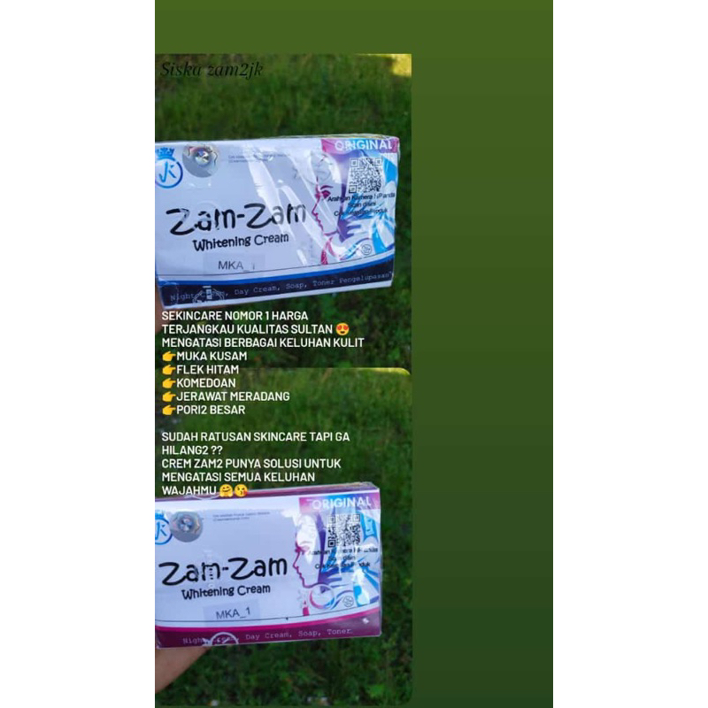 

Bisa cod ZAMZAM SKINCARE cream untuk memutihkan menghilangkan flek di wajah