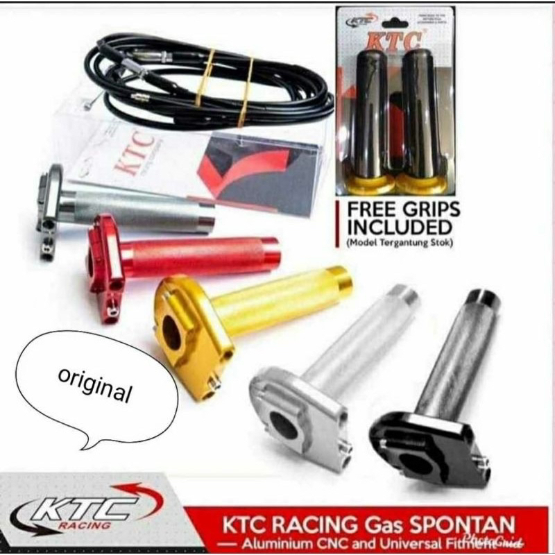 Gas Spontan KTC Racing CNC Slim 2 Kabel 190cm Universal + Grip Bulu
