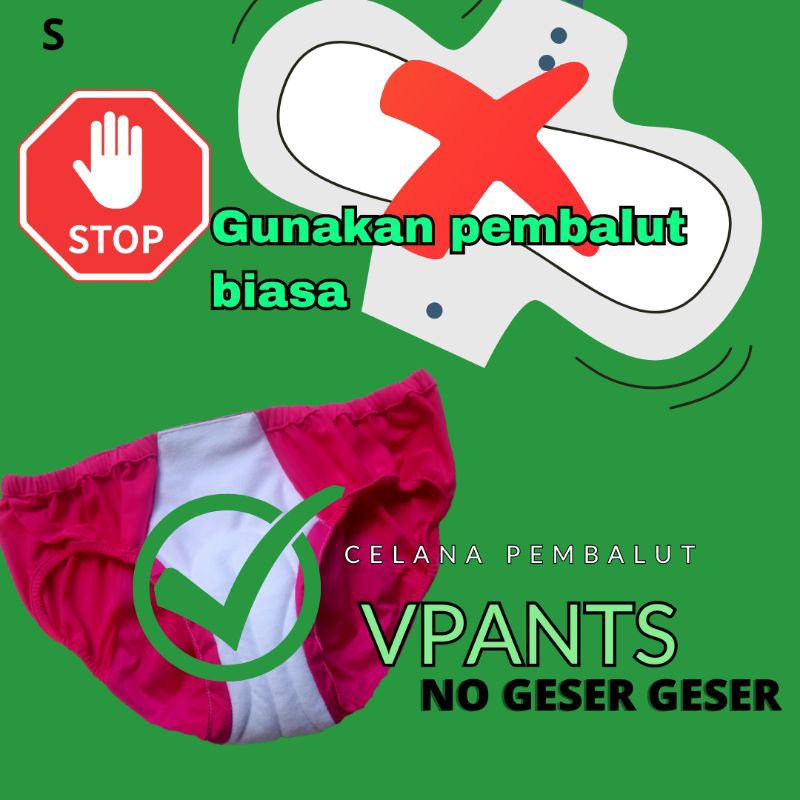 Pembalut Vpants Smart Women size : S / 1 Pcs Celana Pembalut Cuci Ulang / Pembalut Cuci Ulang Model 