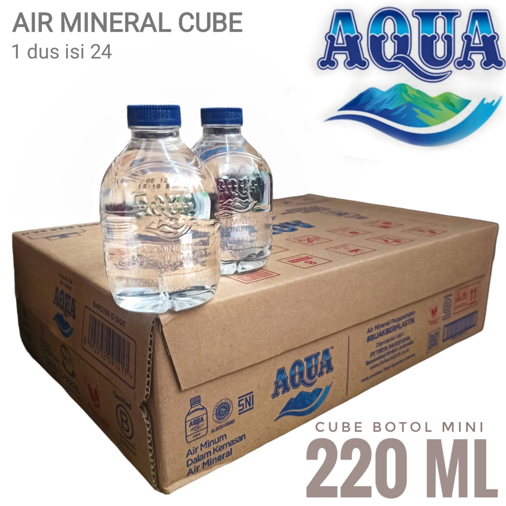 

Aqua botol cube 220ml dus khusus instan