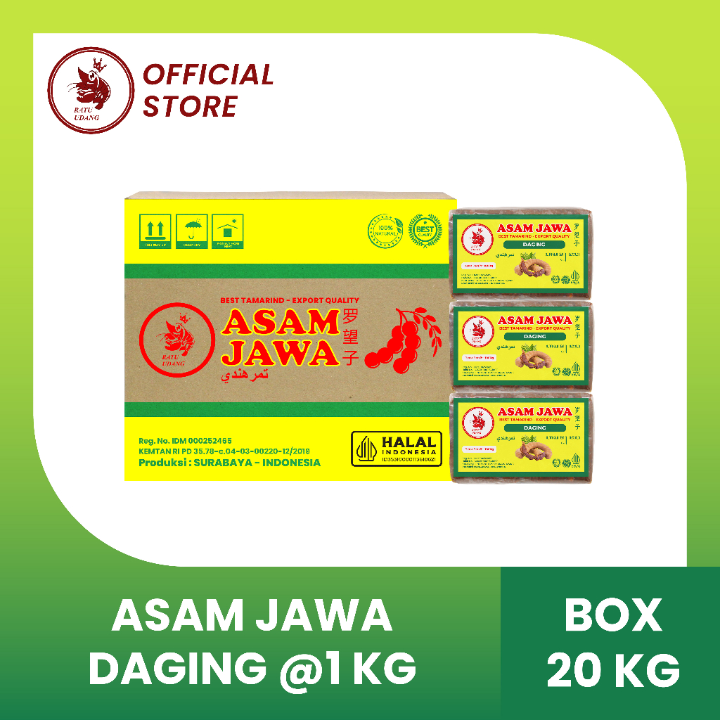 

Asam Jawa Daging 1 box isi 20 @1kg "Cap Ratu Udang