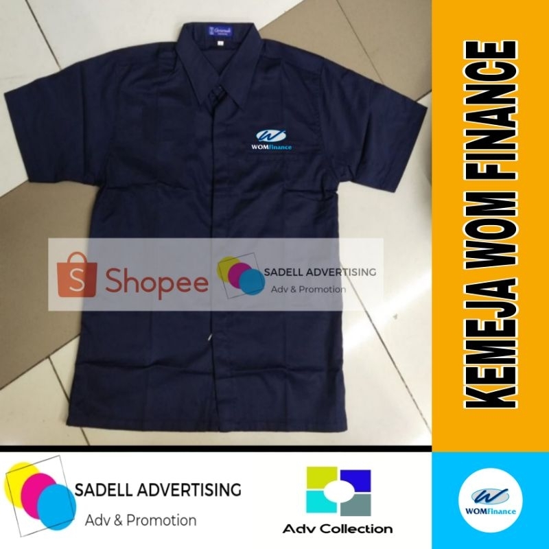 Kemeja Leasing Wom Finance Seragam Wom Finance Navy Lengan Pendek Pria Bordir