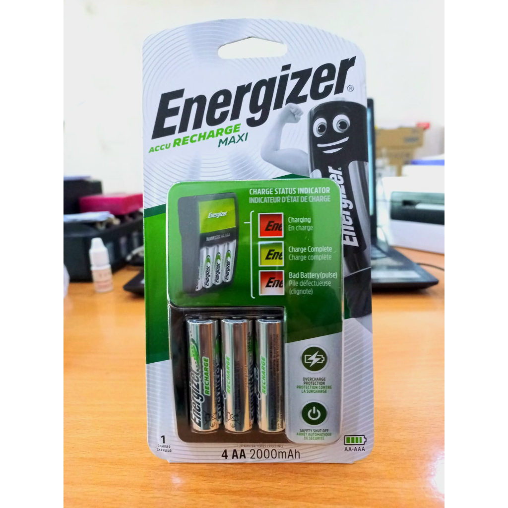 Charger Energizer Maxi AA/AAA 2000 mah Include 4 Pcs Batre Recharge AA