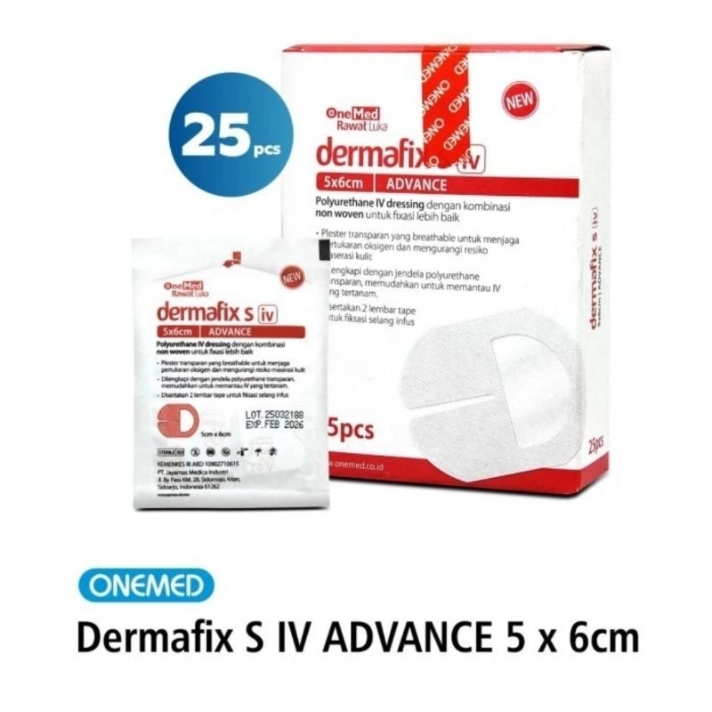 Plester Dermafix S IV Dressing Advance 5 x 6 Cm Onemed Isi 25 Pcs
