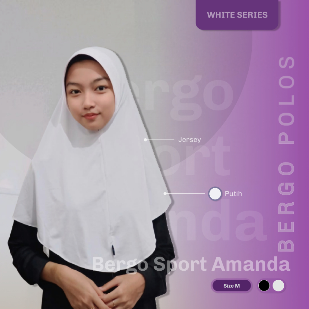 Bergo Sport Amanda | Jilbab Jersey Olahraga Amanda | Jilbab Sekolah Jersey