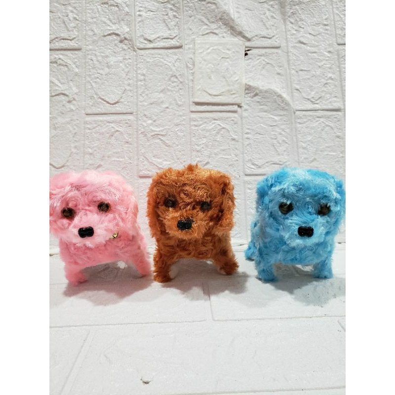 MAINAN ANAK ANJING BULU BERJALAN BANYAK VARIASI WARNA (FREE BATRAI)