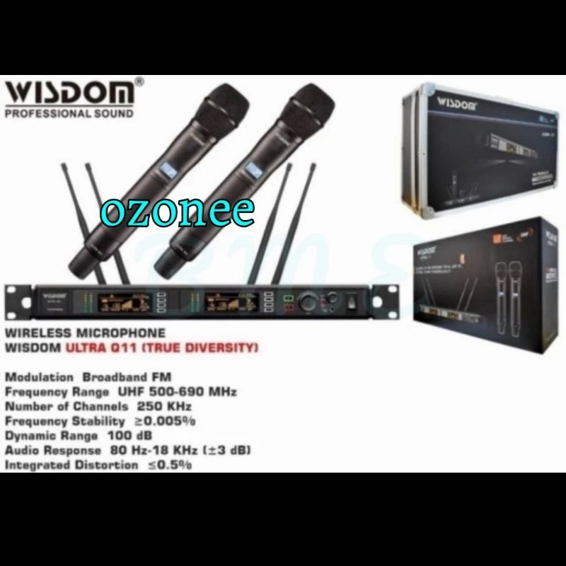 MIC WIRELESS WISDOM ULTRA Q11 UHF 2 MIC HANDLE FREE KOPER MIC ORIGINAL