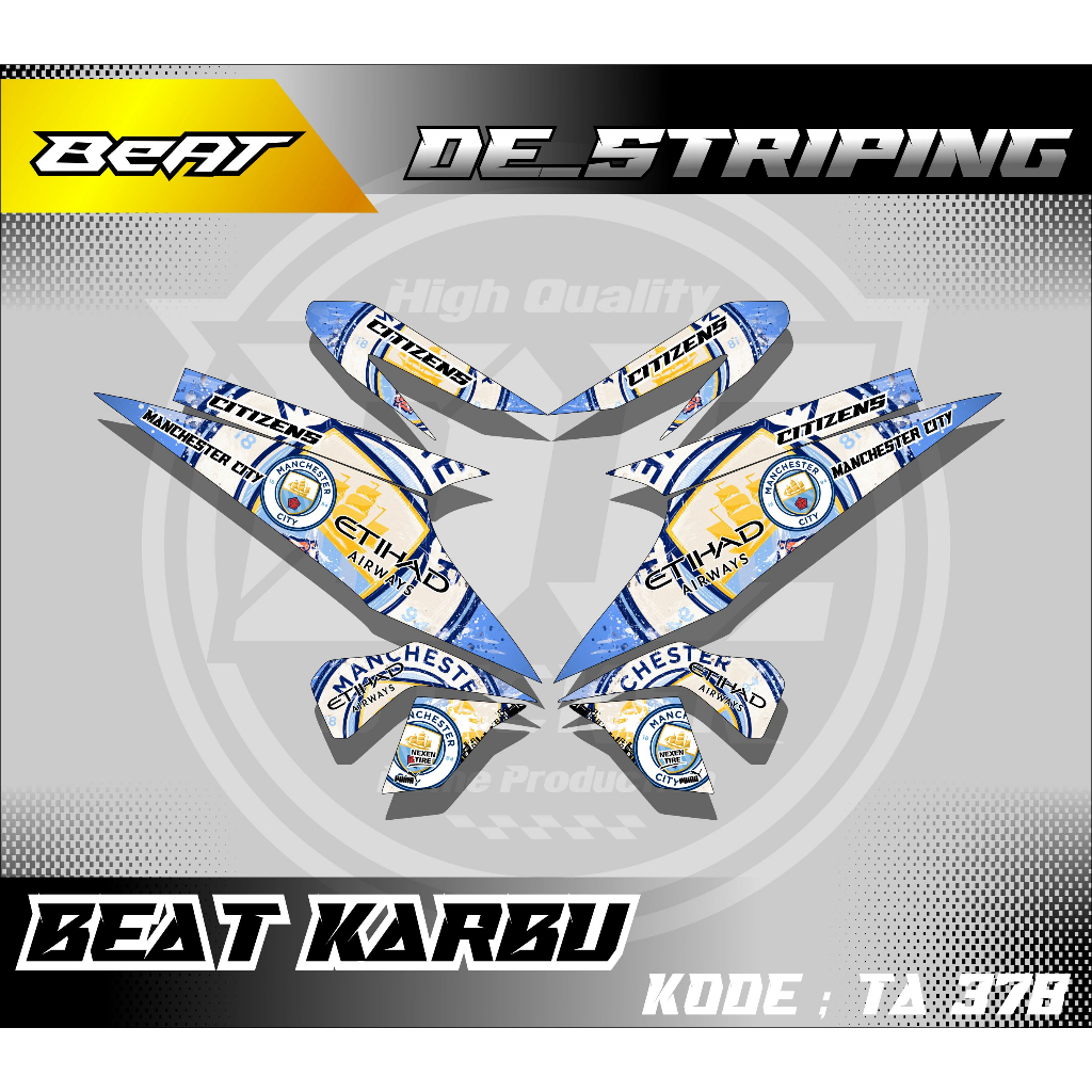 Manchester cityStriping Stiker Motor Variasi Beat Karbu 2008-2009-2010-2011-2012 Semifull Keren Kode