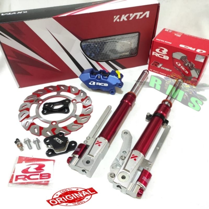 Tabung Shock Aerox + Kaliper Rem Rcb r1 4p Aerox + Disc Brake piringan cakram plus breket all new ya