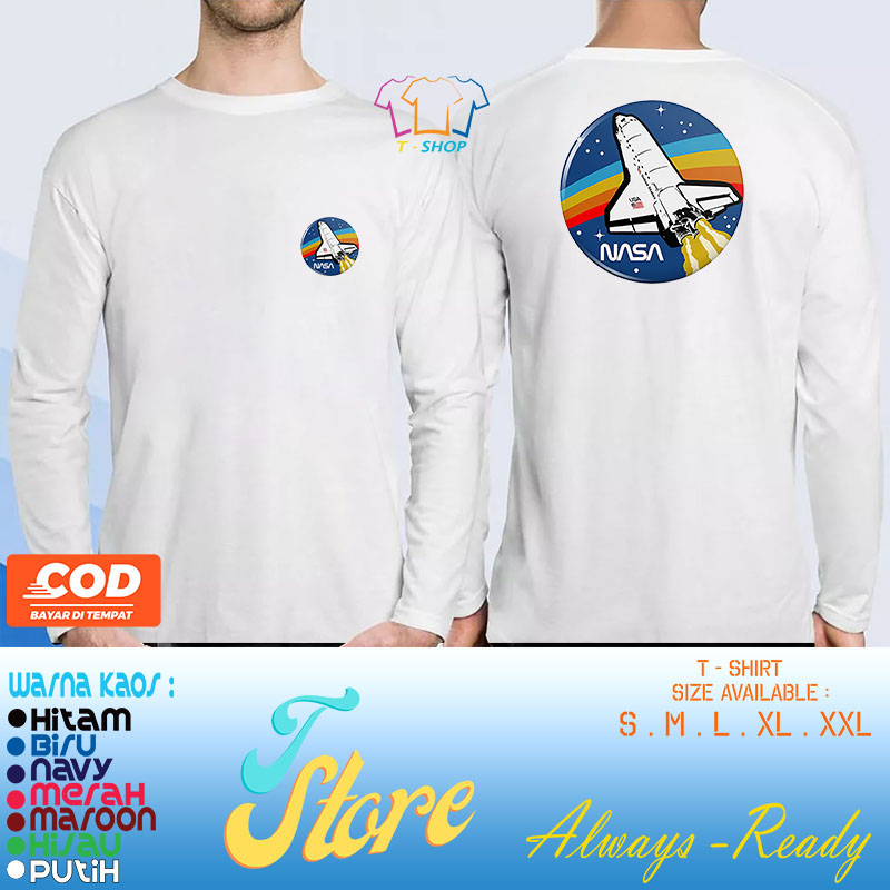 Baju Kaos LENGAN PANJANG Nasa Space Shutle Lengan Pendek Unisex