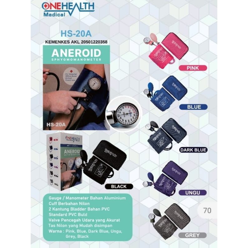 Tensimeter Manual Onehealth/Tensimeter Kompas/Tensimeter Jarum MEREK ONEHEALTH /Sphygmomanometer/Ten