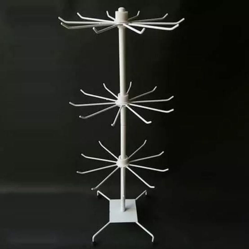 Gantungan Matahari Display Aksesoris Putar 3 Tingkat Besar Ram Putar Rak Putar