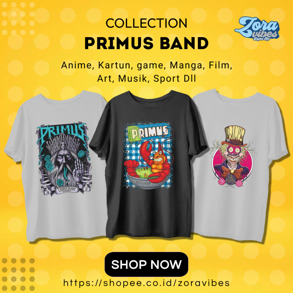 Kaos PRIMUS Metal Punk Rock Band Tshirt