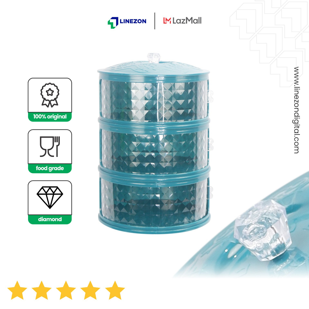 tudung saji 3 susun diamond hijau / wadah saji susun /rak makan susun/ tudung saji rak susun 3 susun