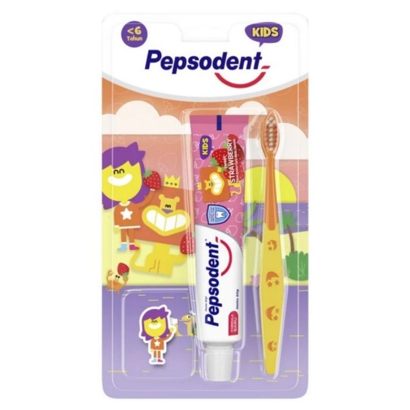 Paket Pepsodent Pasta Gigi Anak + Sikat Gigi Anak Strawberry
