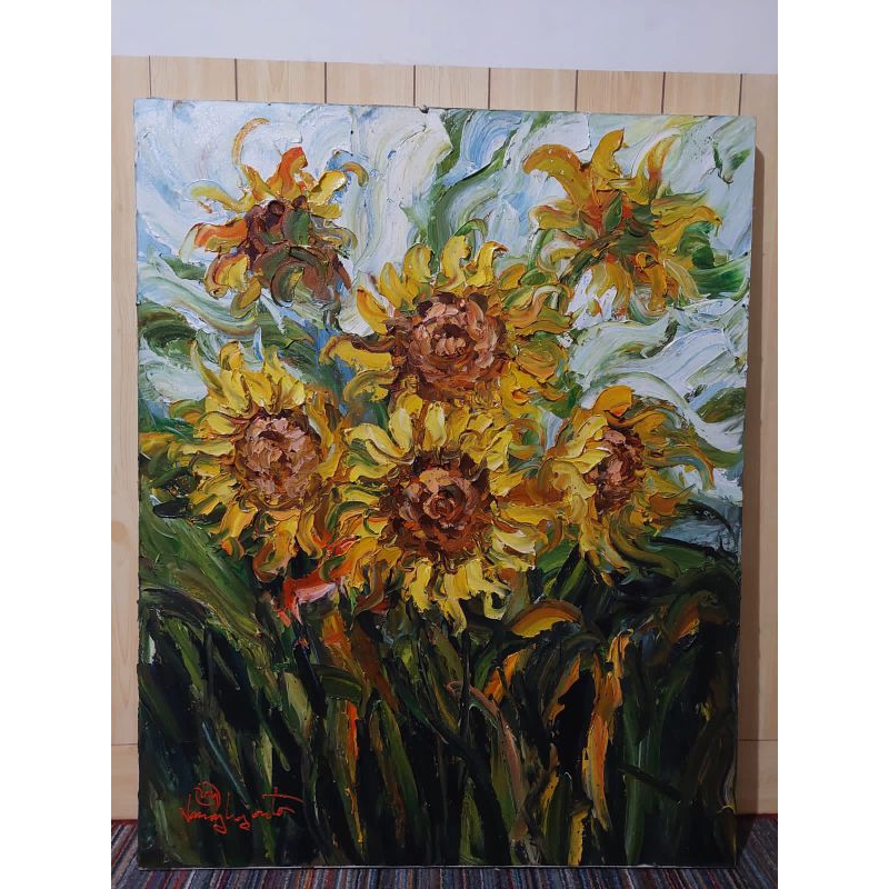 Lukisan Bunga Matahari Ditaman Karya Nanang Lugonto Sertifikat