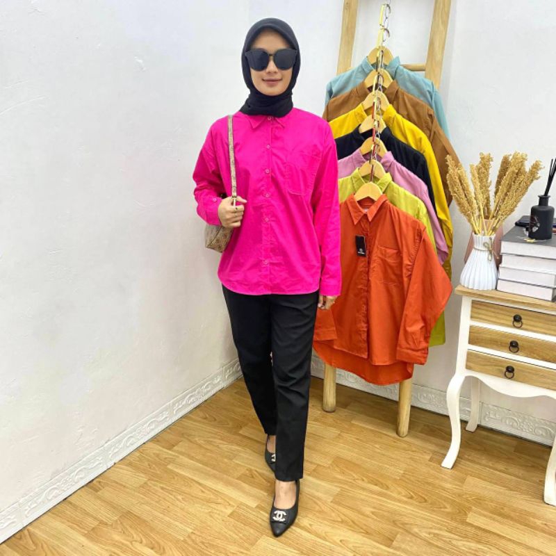 KEMEJA NEVADA POLOS TERRACOTTA | KEMEJA CEWEK DEWASA | KEMEJA POLOS