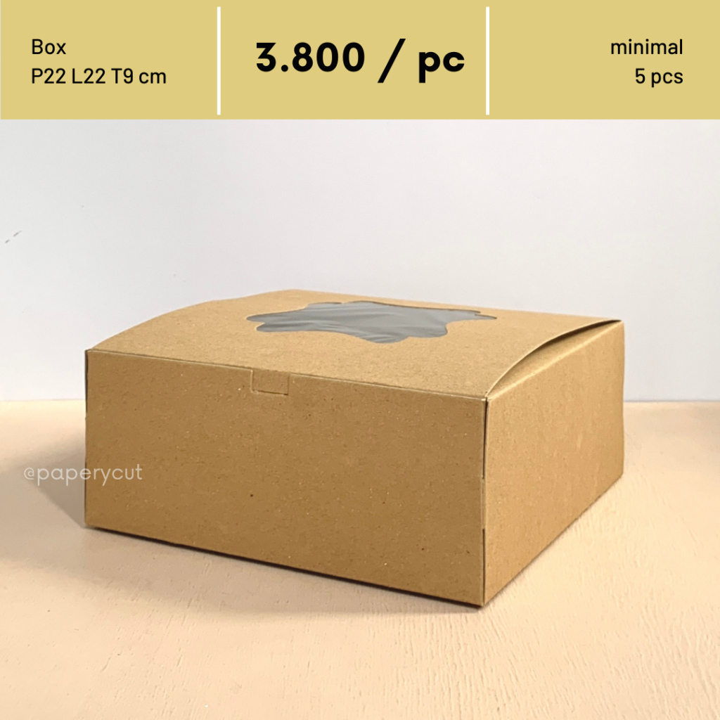 

Box Kotak Packaging Cake Kue Tart Pudding - Kraft 22 x 22 x 9 cm (isi 5pcs)