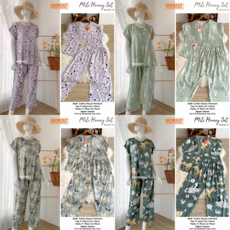 (BISA COD) Mili Homey Set Premium Setelan Oneset Pendek Setelan Busui Friendly Zipper Depan Setelan 