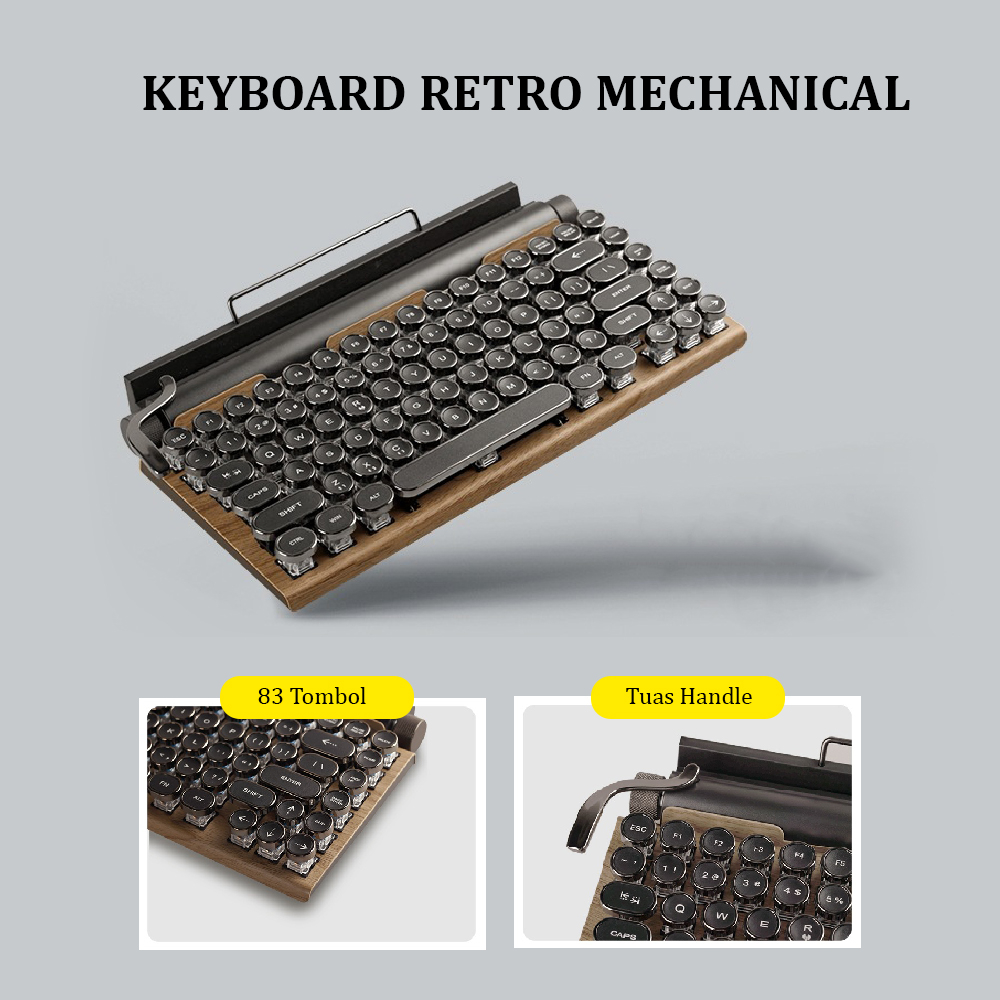 Keyboard Retro Mechanichal Tw1867 Keyboard Retro Bluetooth Mechanical Keyboard Wireless Bluetooth